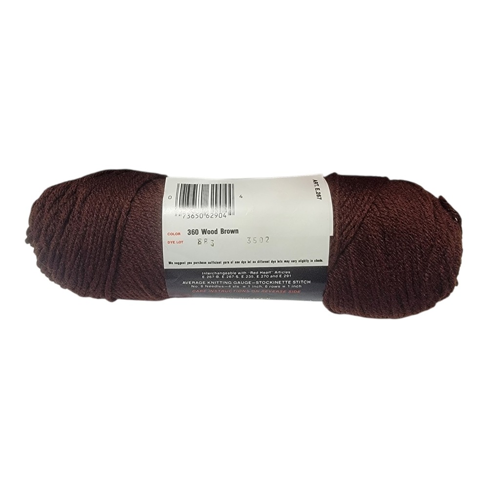 Vintage Red Heart 4 Ply Handknitting Yarn Wood Brown 360 Acrylic 3.5 oz Skein - Picture 4 of 5